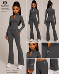 Lululemon outfit with jacket and pants displayed on a mannequin and Bratz doll, with close-up details.